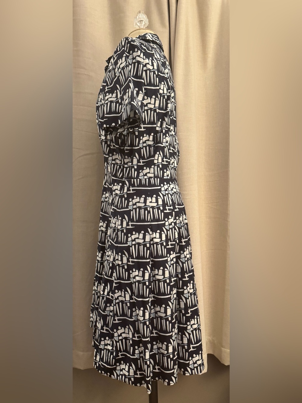 Tory Burch Navy and White Abstract Print Dress Size 12 - Picture 6 of 11